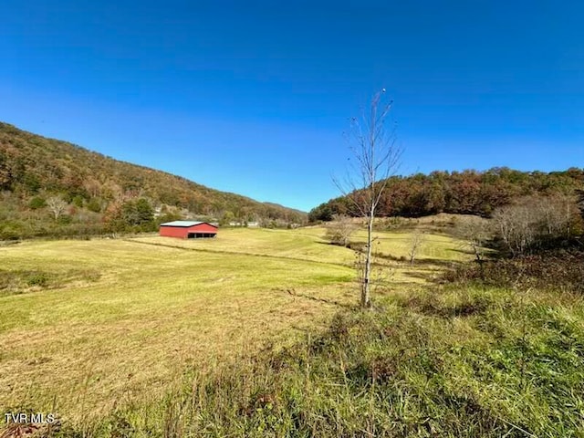 view of yard featuring a mountain view and a rural view