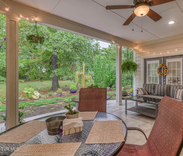 view of patio / terrace featuring outdoor lounge area and ceiling fan