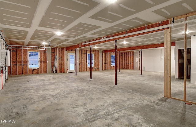 basement featuring water heater