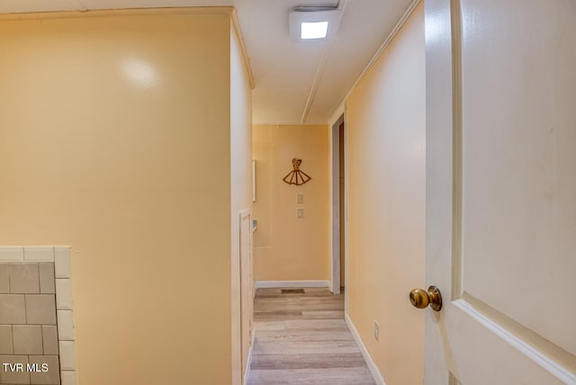 hallway featuring light wood-type flooring