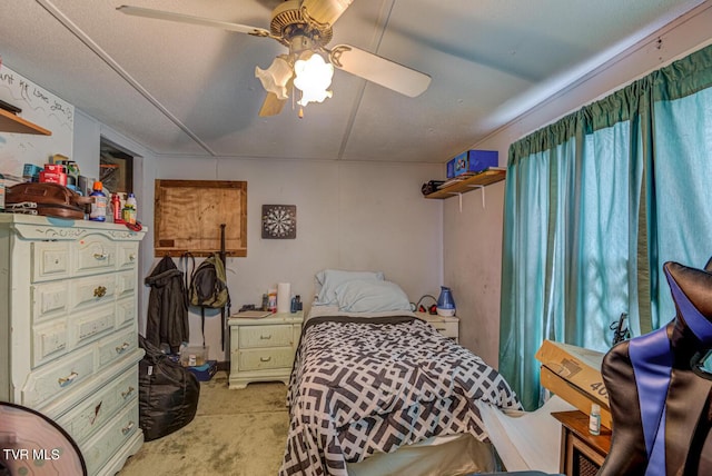 bedroom with carpet and ceiling fan