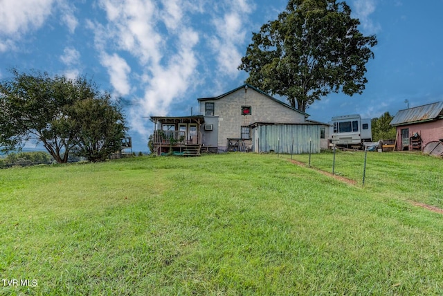 view of yard with a deck