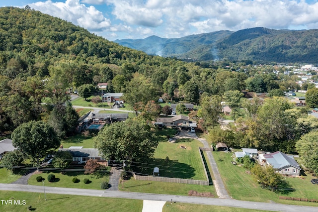 aerial view with a mountain view