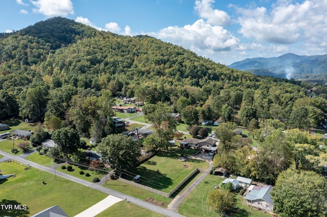 aerial view with a mountain view