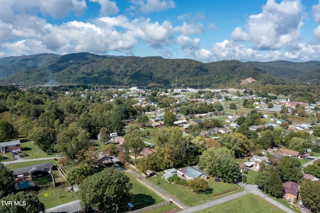 birds eye view of property with a mountain view