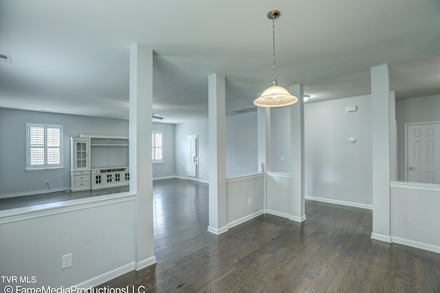 interior space with dark hardwood / wood-style floors