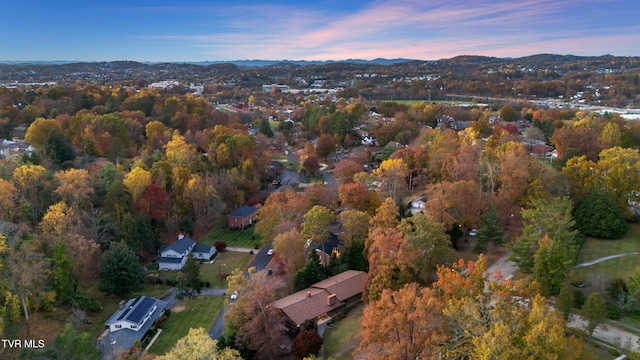 view of aerial view at dusk