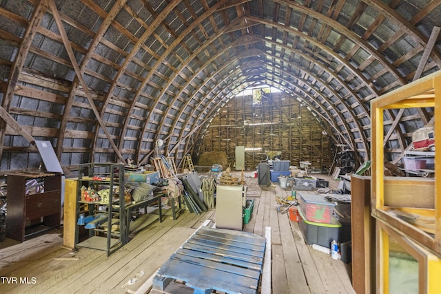 view of unfinished attic