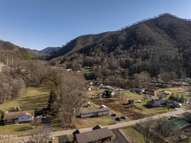 mountain view featuring a view of trees