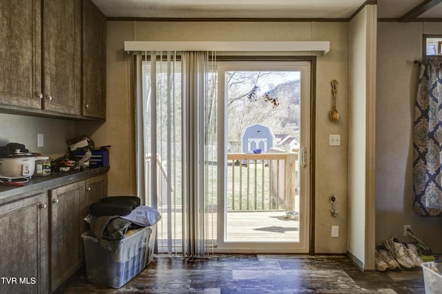 doorway to outside featuring plenty of natural light and wood finished floors