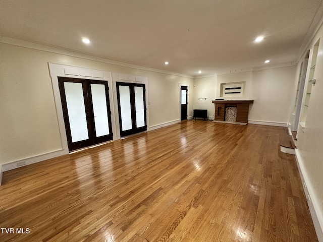 1357 Watauga St, Kingsport, TN 37660 - unfurnished living room featuring crown molding, wood finished floors, and recessed lighting