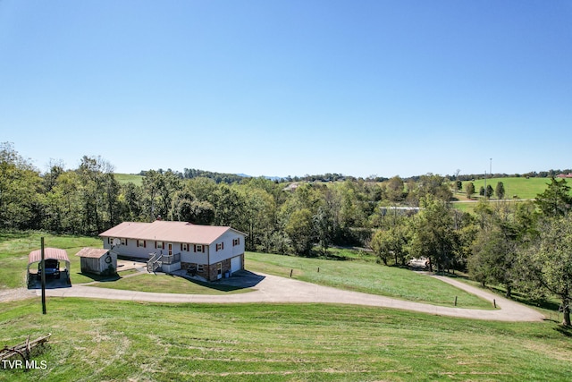 bird's eye view featuring a rural view