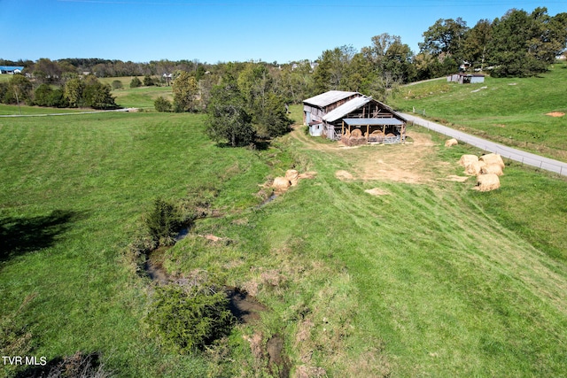 aerial view featuring a rural view