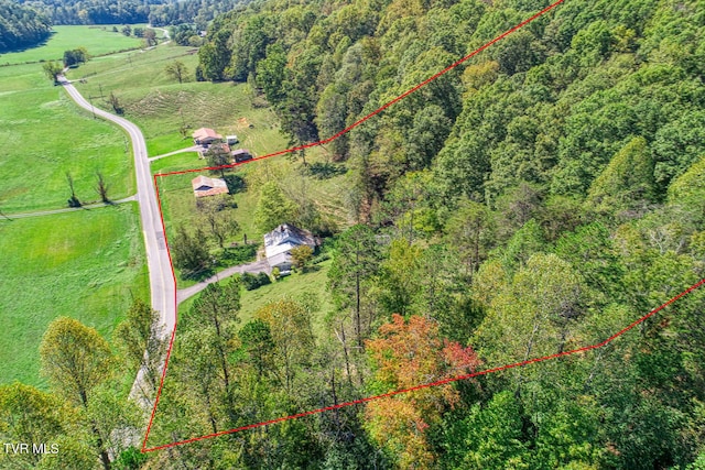 aerial view featuring a rural view