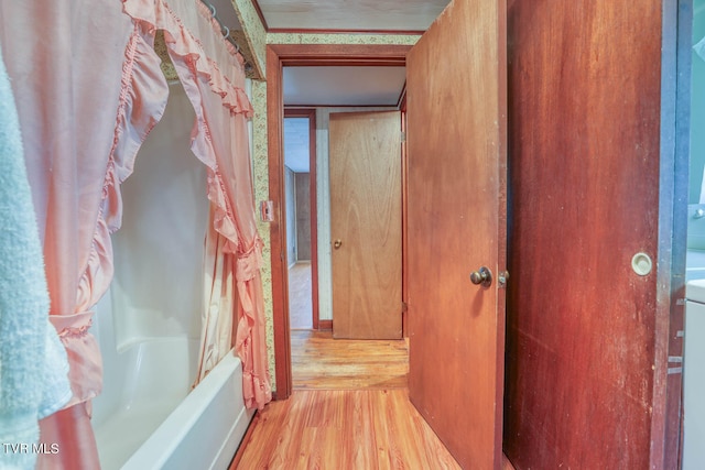 hall featuring light wood-type flooring