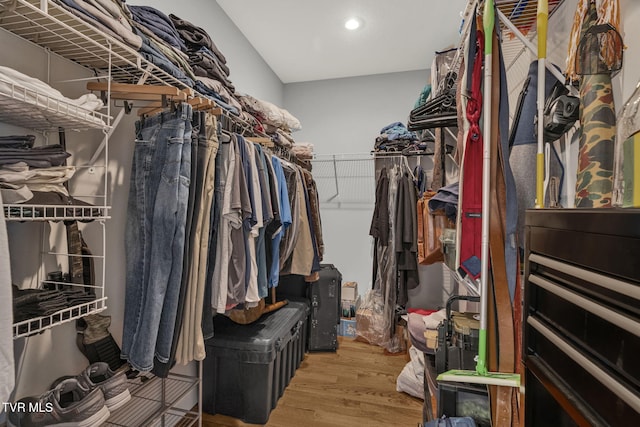 spacious closet featuring wood finished floors