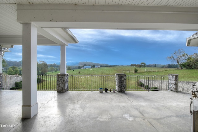 view of patio featuring a rural view