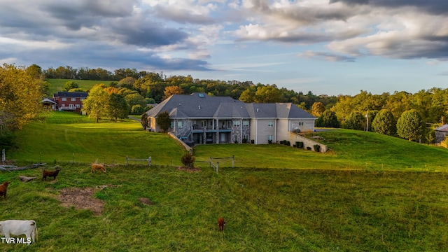 back of house featuring a lawn