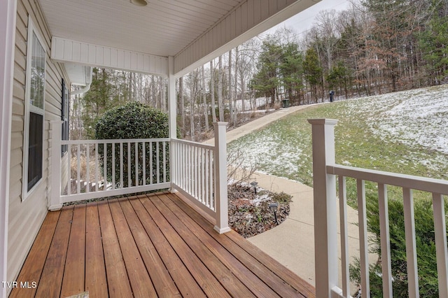 wooden deck with covered porch