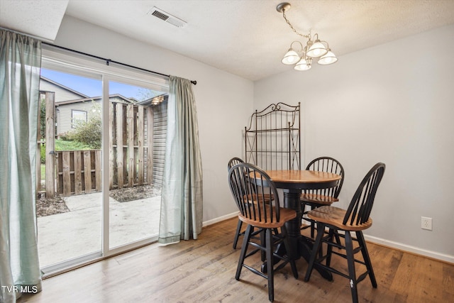 506 Pilgrim Ct Unit B, Johnson City, TN 37601 - dining space with baseboards, wood finished floors, visible vents, and a chandelier