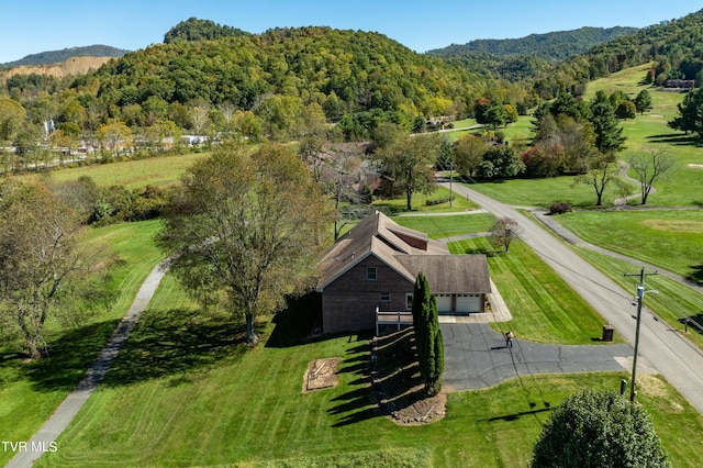 aerial view with a mountain view