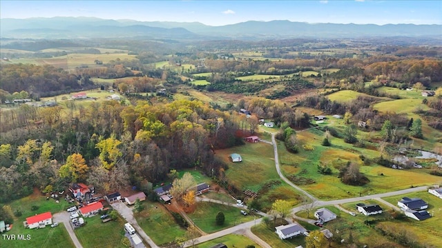 bird's eye view with a mountain view