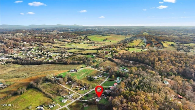 birds eye view of property featuring a mountain view