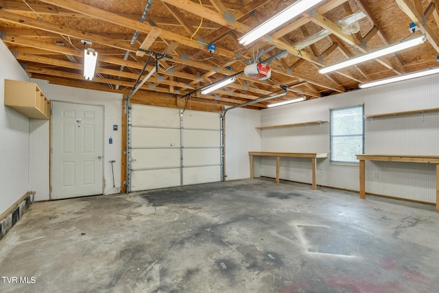 garage with a garage door opener