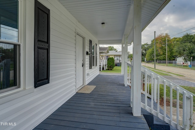 wooden terrace with covered porch