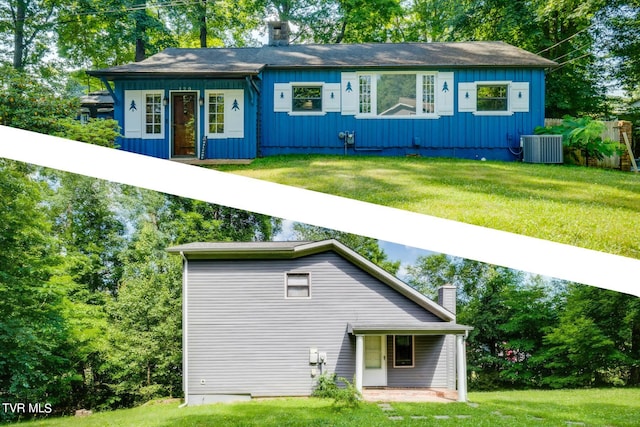 120 Rock Rd, Bristol, TN 37620 - rear view of property with a chimney, board and batten siding, and a yard