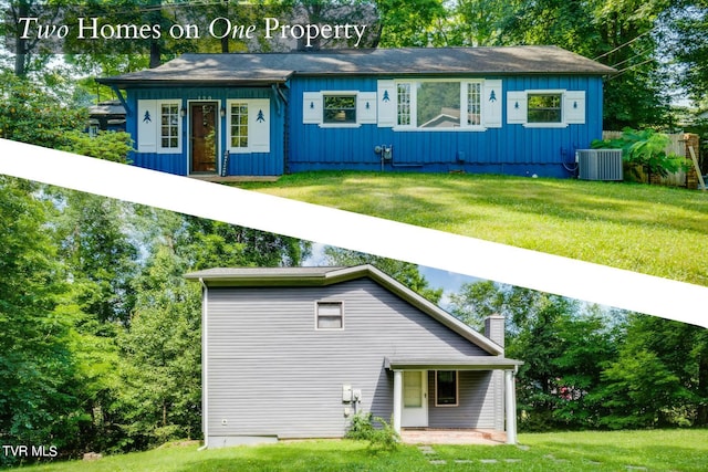 120 Rock Rd, Bristol, TN 37620 - rear view of property featuring board and batten siding, a lawn, and central AC unit
