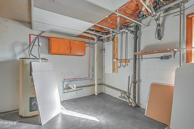 utility room with water heater