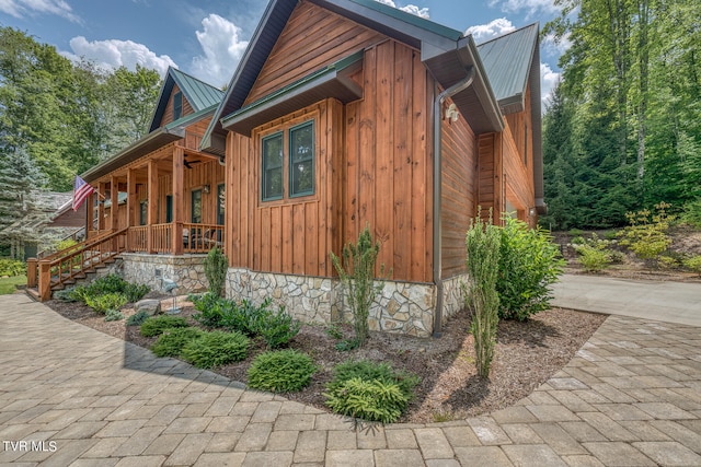 view of home's exterior featuring a porch