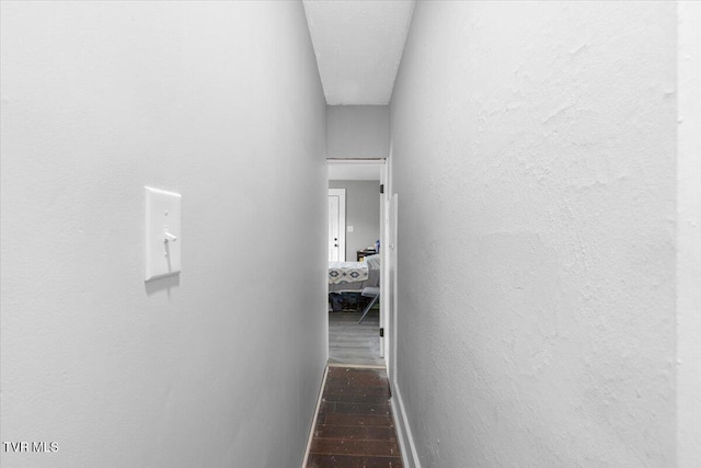 hallway featuring dark hardwood / wood-style flooring