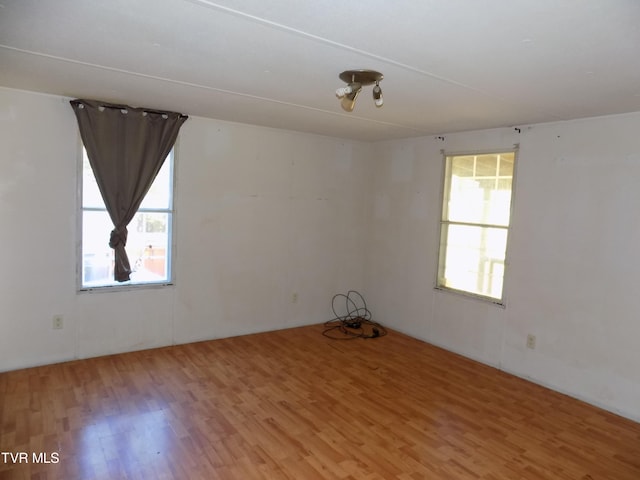 unfurnished room with wood-type flooring and a healthy amount of sunlight