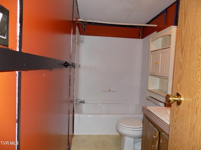 full bathroom with vanity, toilet, and shower / washtub combination