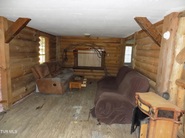 living room with hardwood / wood-style floors