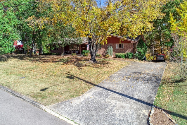 ranch-style home with a front yard