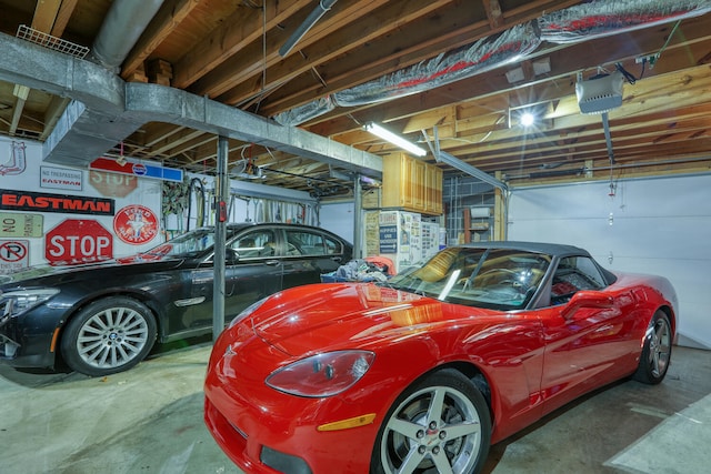 garage with a garage door opener