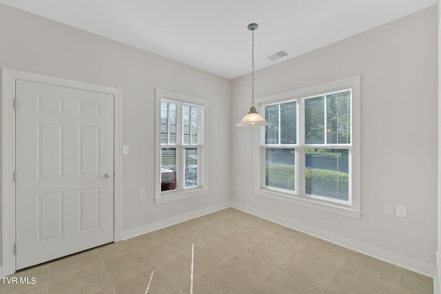 view of unfurnished dining area