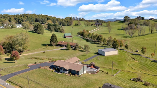 drone / aerial view with a rural view