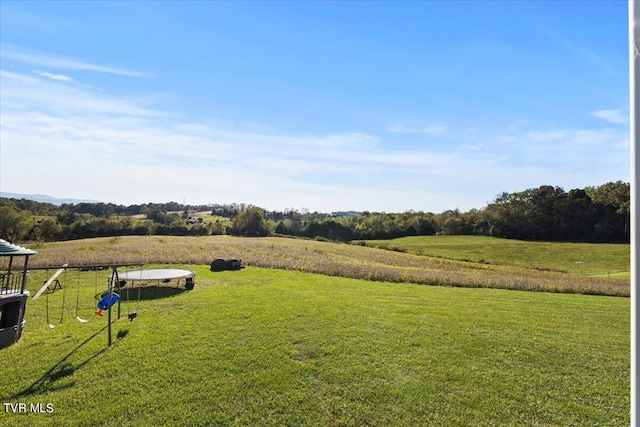 view of yard with a rural view