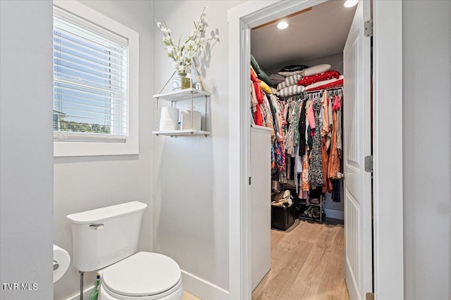 bathroom featuring toilet and hardwood / wood-style floors