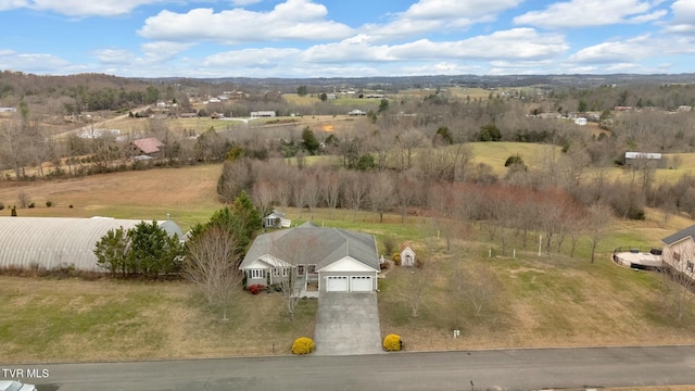 bird's eye view featuring a rural view