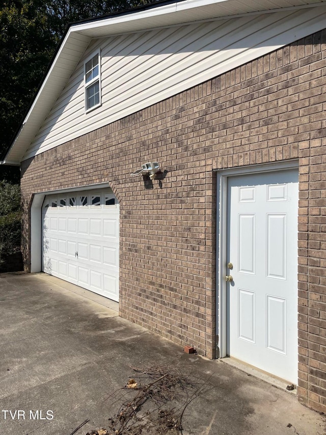 view of garage