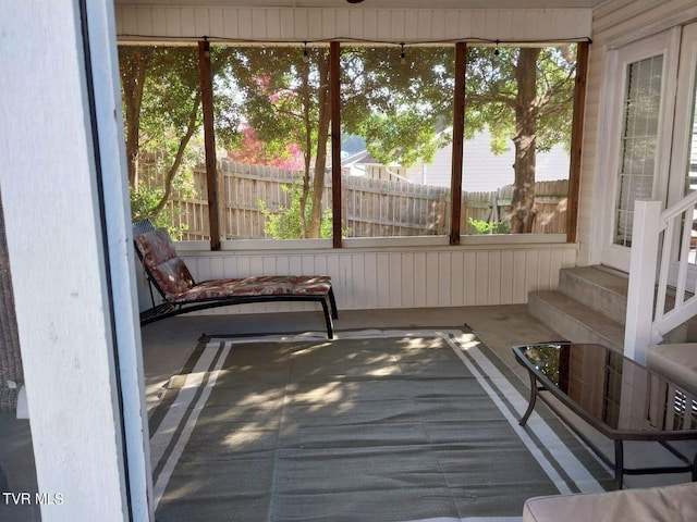 view of unfurnished sunroom