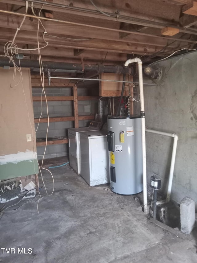 utilities with washing machine and dryer and electric water heater