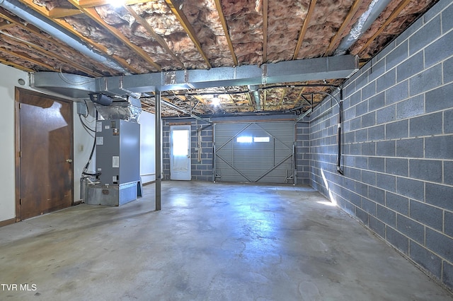 basement featuring heating unit