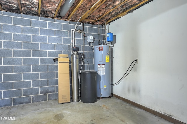 utility room with electric water heater