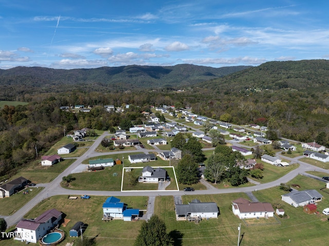 bird's eye view with a mountain view